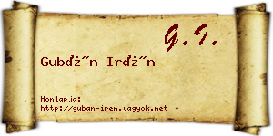 Gubán Irén névjegykártya